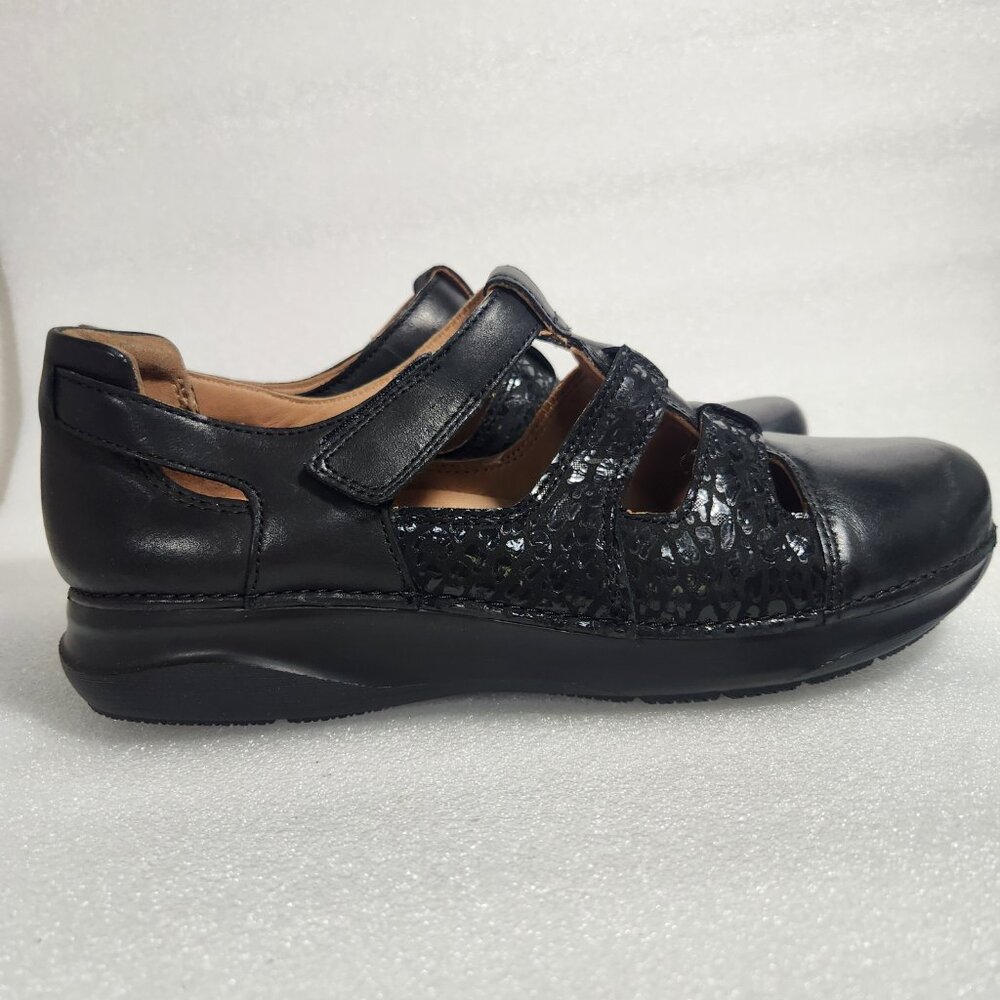 Clarks Appley Animal Print Strap Mary Jane Black Leather Size US 9 M NWT - Picture 6 of 16